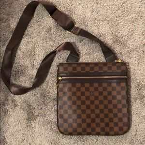 Brown checkered crossbody